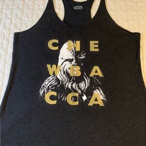 Star Wars Dark Gray Tank with Chewbacca and Gold Letters